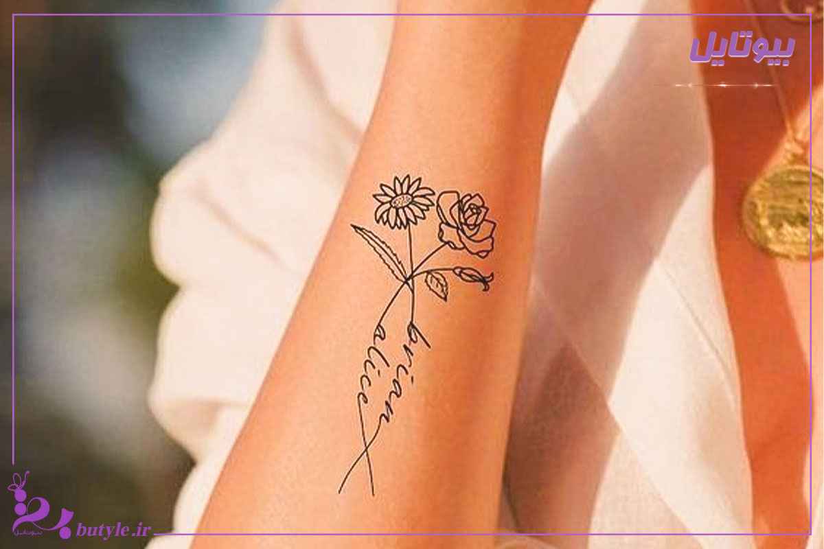 تاتو گل رز روی ساعد