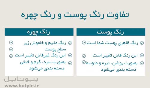 تفاوت رنگ پوست با رنگ چهره یا ته رنگ