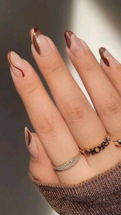 طرح رنگ لاک قهوهای مناسب فصل پاییز