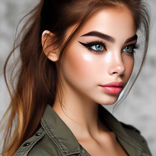 نمونه خط چشم و بن مژه دنباله‌دار